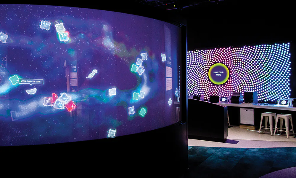 Museu de ciência, San José, CA, EUA: Tela Draper em exposição sobre biologia sintética